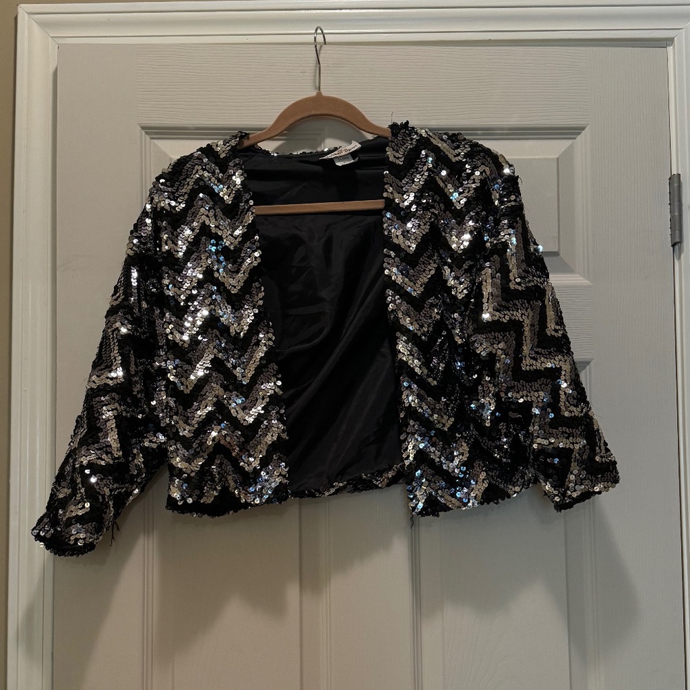 Black and Silver Sequin Dress Jacket